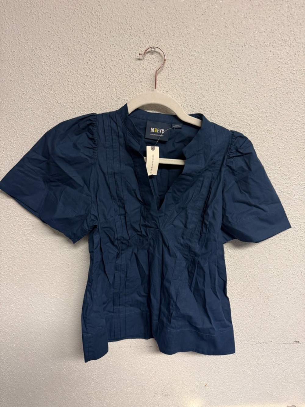 Anthropologie Maeve Navy Blouse with Branded Label